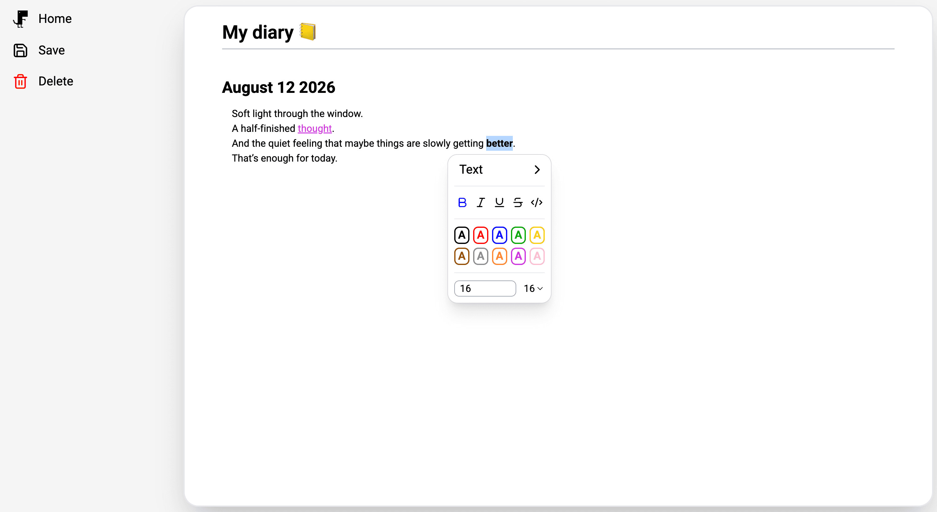Screenshot of the text editing instruction